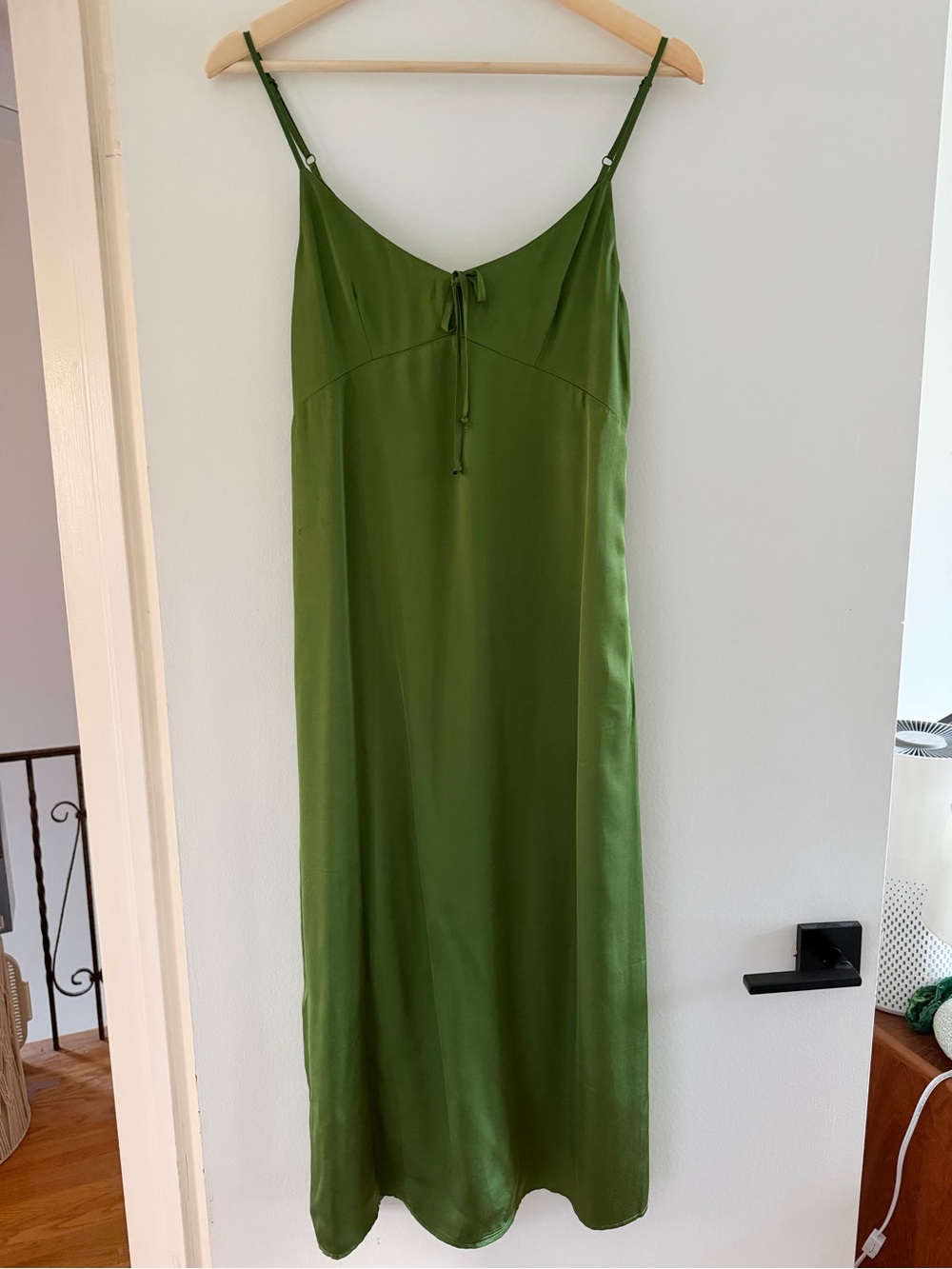 Frank and Oak Olive Green Satin Slip Dress
